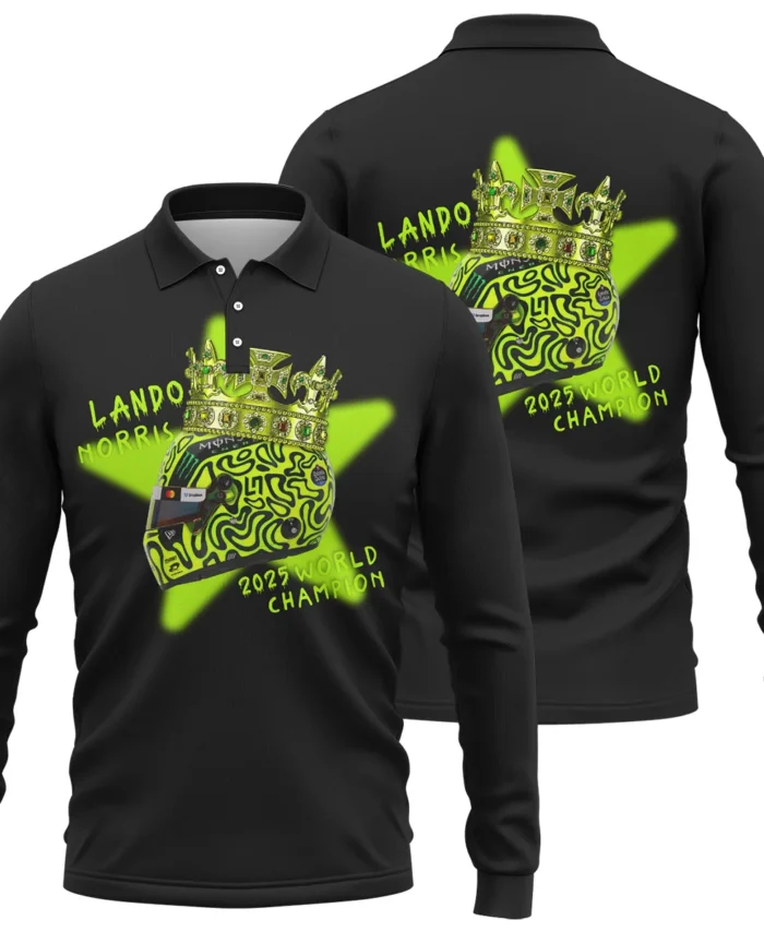Lando Norris Crown World Champion Long Polo Shirt BLVALN051225A6LPL