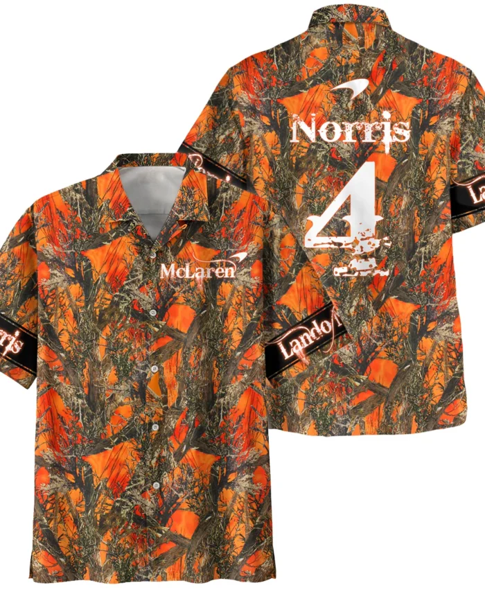 Lando Norris Hunting Camo McLaren F1 Hawaiian Shirt BLNR2825A1HW