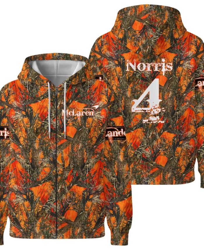 Lando Norris Hunting Camo McLaren F1 Zipper Hoodie BLNR2825A1ZHD