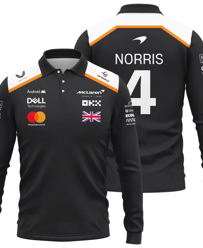 Lando Norris LN4 McLaren F1 Exclusive Long Polo Shirt BLF19625A2LPL
