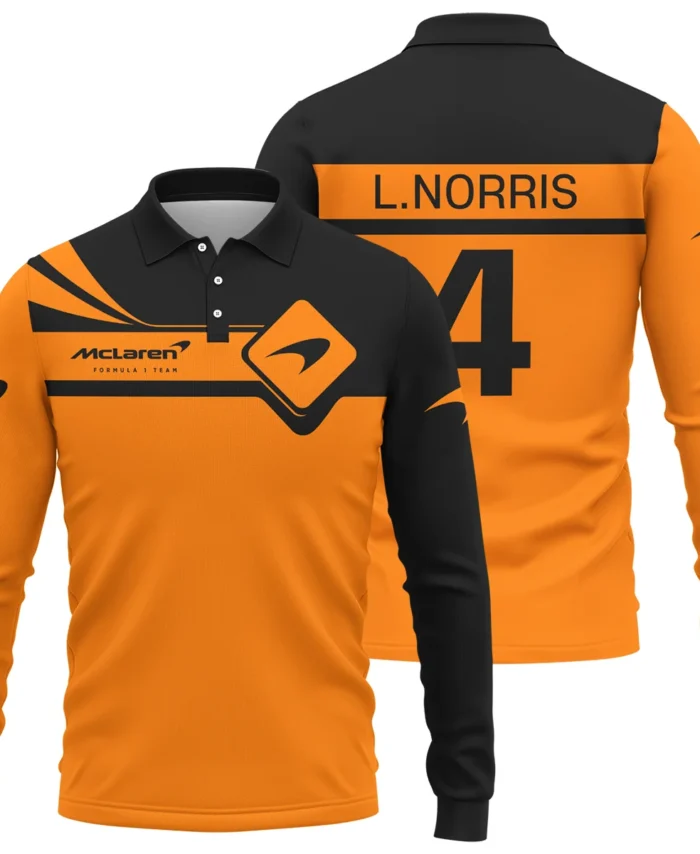 Lando Norris McLaren F1 Long Polo Shirt All Over Prints BLMCL5525A2LPL