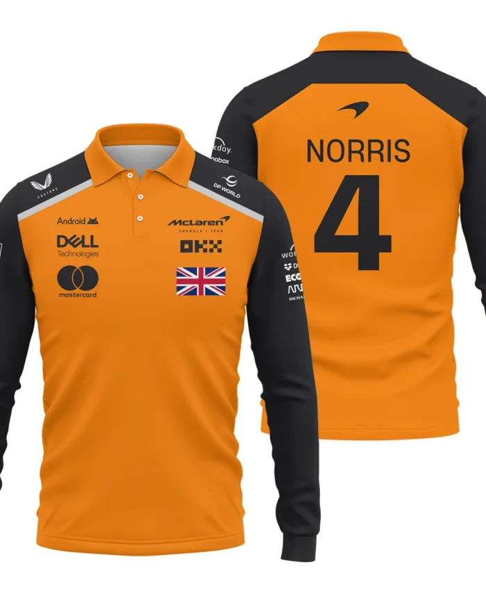 Lando Norris McLaren Formula One Exclusive Logo Long Polo Shirt BLF1290325A1MCLLPL
