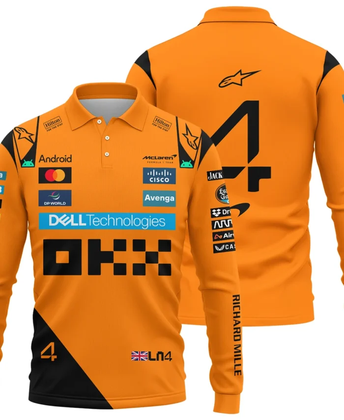 Lando Norris McLaren Formula One Exclusive Long Polo Shirt BLF1180525A1LPL