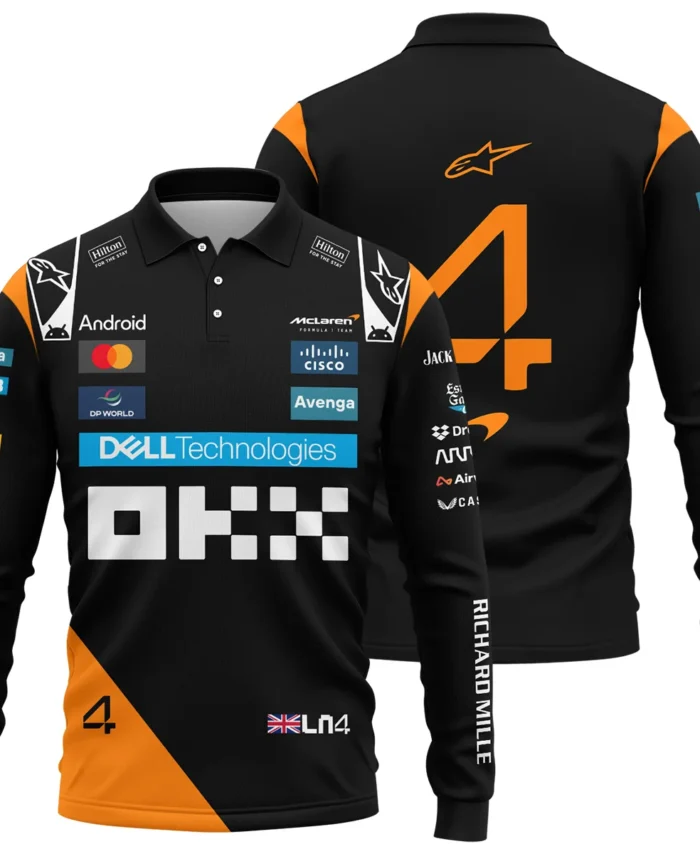 Lando Norris McLaren Formula One Exclusive Long Polo Shirt BLF1180525A2LPL