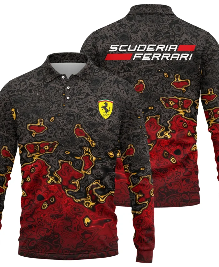 Limited Edition Ferrari F1 Long Polo Shirt BLFRR15925A3LPL