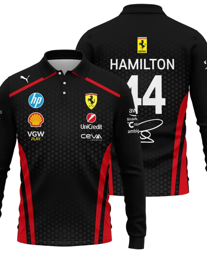 Limited Edition Lewis Hamilton Ferrari F1 Team - Long Polo Shirt BLH281025A1LPL