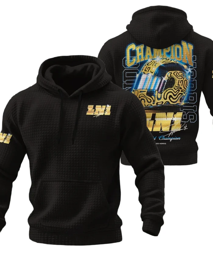 LN1 World Champion Lando Norris Hoodie Quilted Waffle BLVALN051225A10HQW