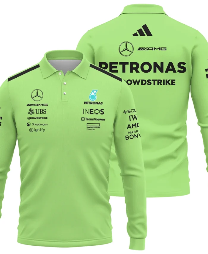 Mercedes-AMG Petronas F1 Long Polo Shirt All Over Prints BLMER6525A4LPL
