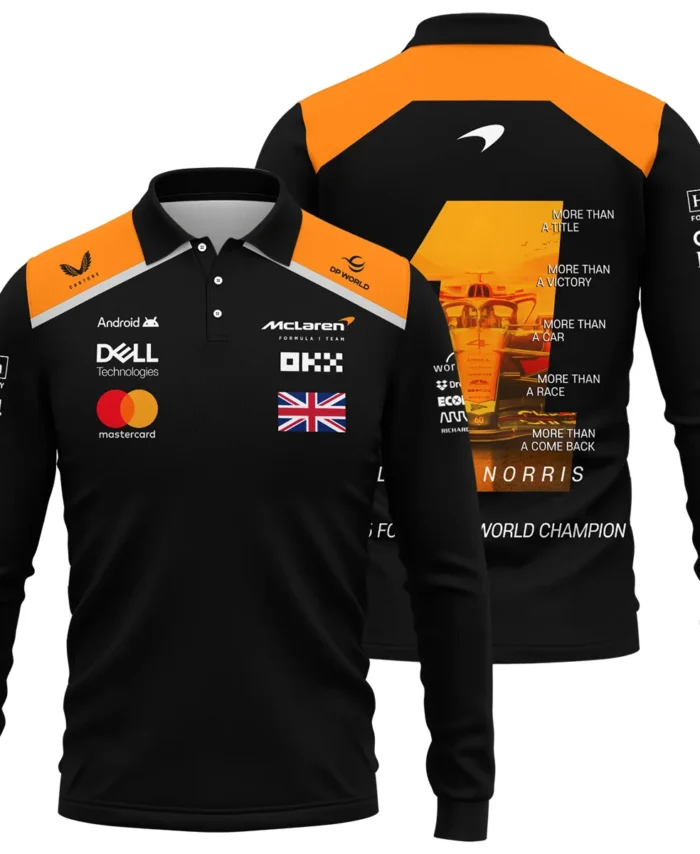 More Than A Champion Lando Norris McLaren F1 Team Long Polo Shirt BLNRWDCA2LPL