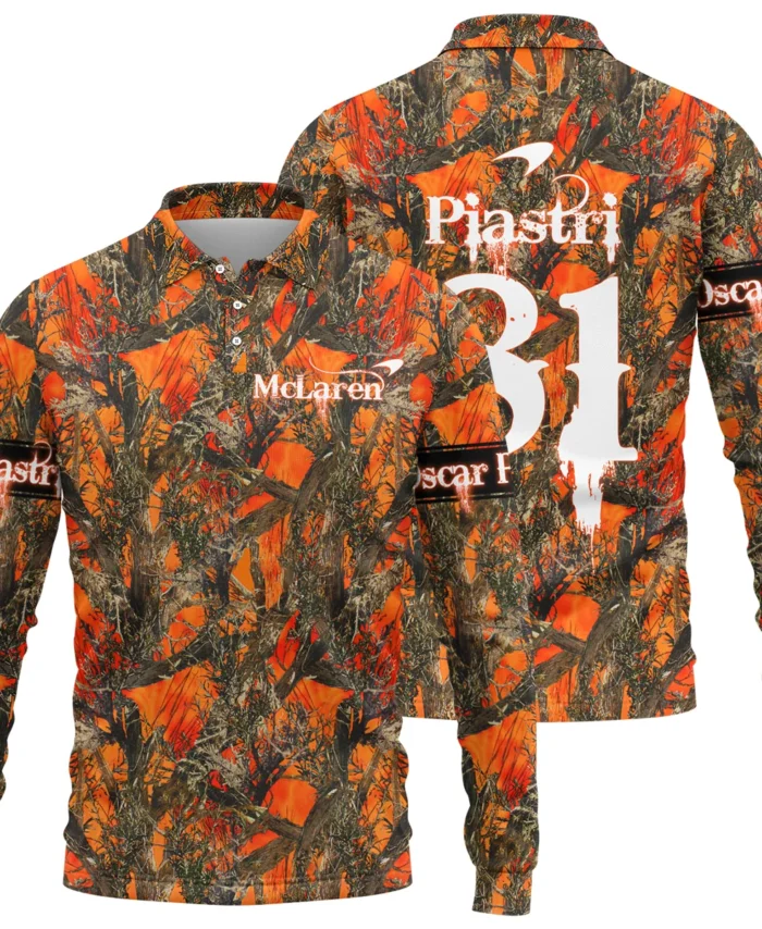 Oscar Piastri Hunting Camo McLaren F1 Long Polo Shirt BLOP2825A1LPL