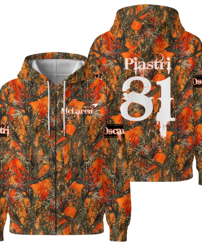 Oscar Piastri Hunting Camo McLaren F1 Zipper Hoodie BLOP2825A1ZHD