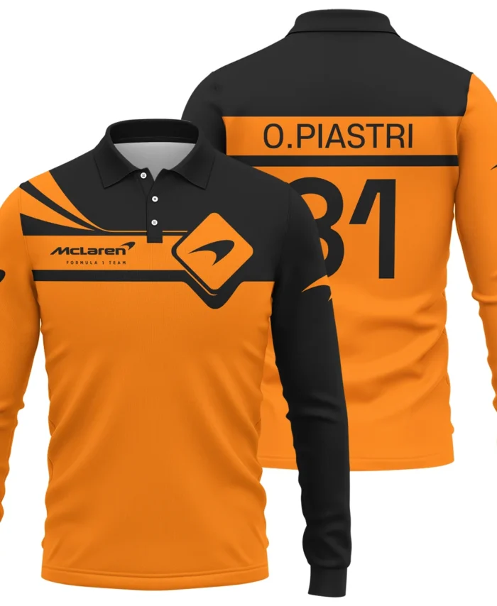 Oscar Piastri McLaren F1 Long Polo Shirt All Over Prints BLMCL5525A4LPL