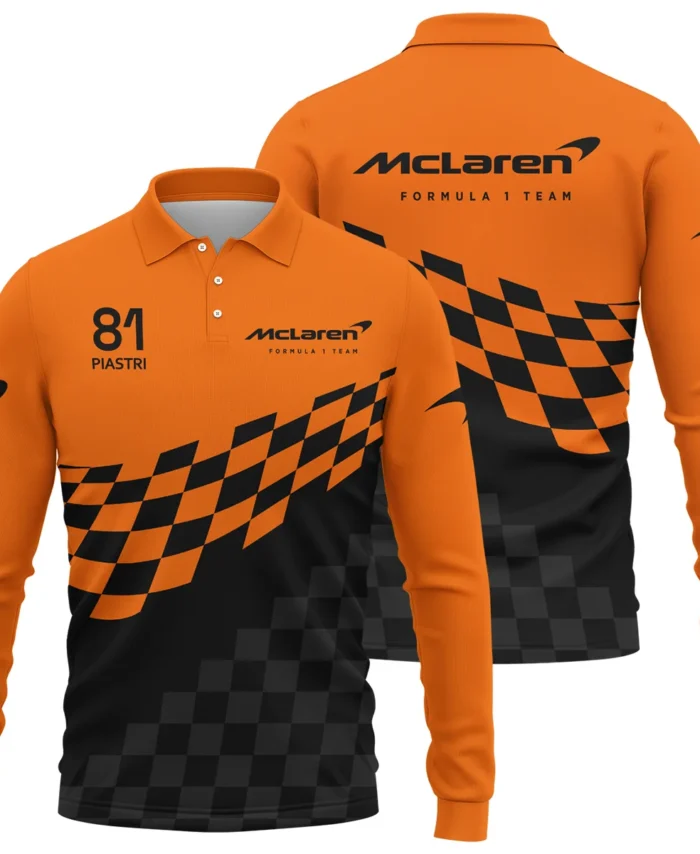 Oscar Piastri McLaren F1 Long Polo Shirt All Over Prints BLOP10425A1LPL