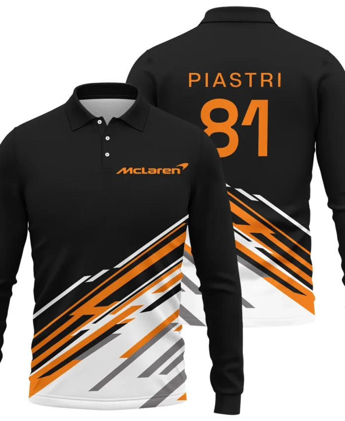 Oscar Piastri McLaren F1 Long Polo Shirt All Over Prints BLOP10425A2LPL