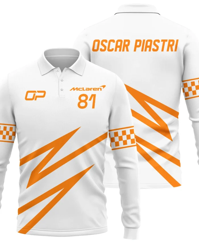 Oscar Piastri McLaren F1 Long Polo Shirt All Over Prints BLOP10425A4LPL