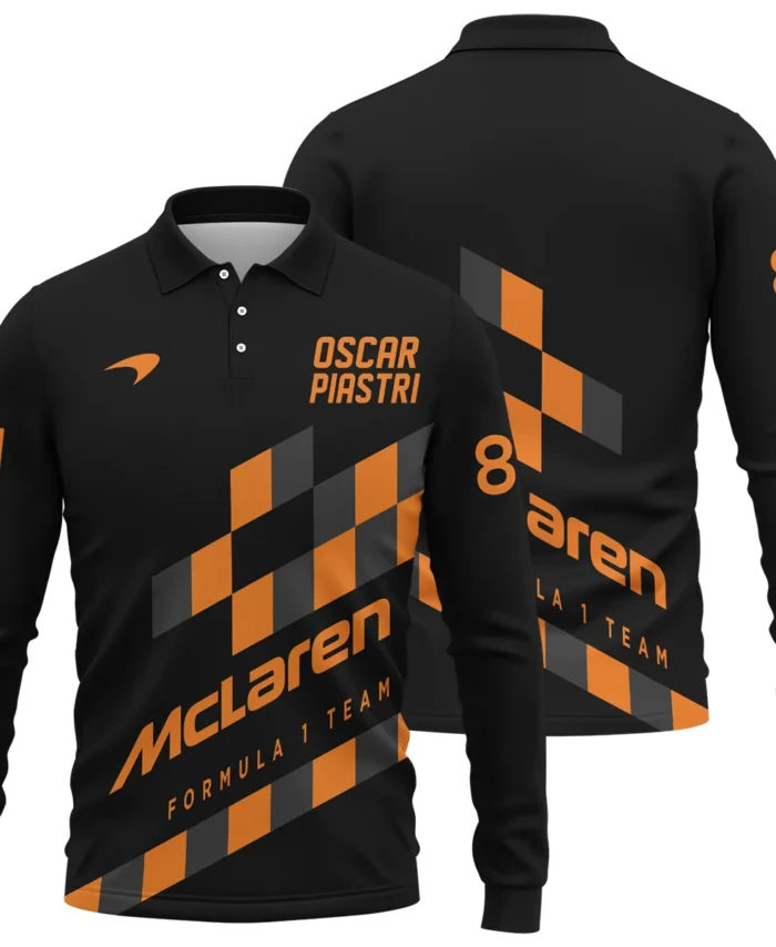 Oscar Piastri McLaren F1 Long Polo Shirt All Over Prints BLOP10425A6LPL