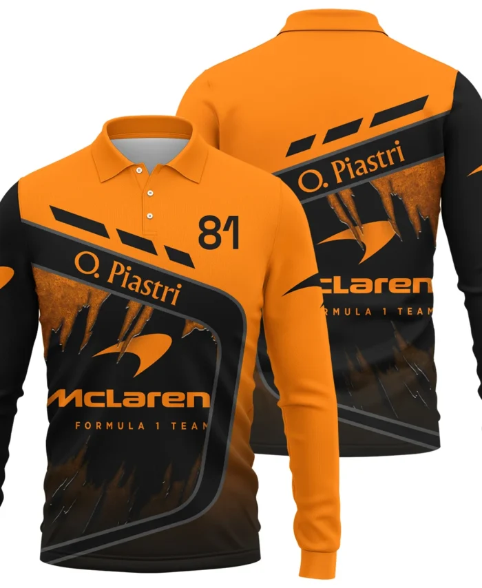 Oscar Piastri McLaren F1 Long Polo Shirt All Over Prints BLOP3425A1LPL