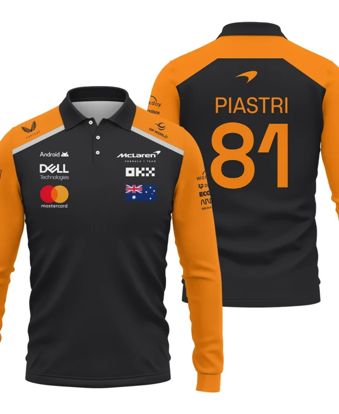 Oscar Piastri McLaren Formula One Exclusive Logo Long Polo Shirt BLF1290325A4MCLLPL