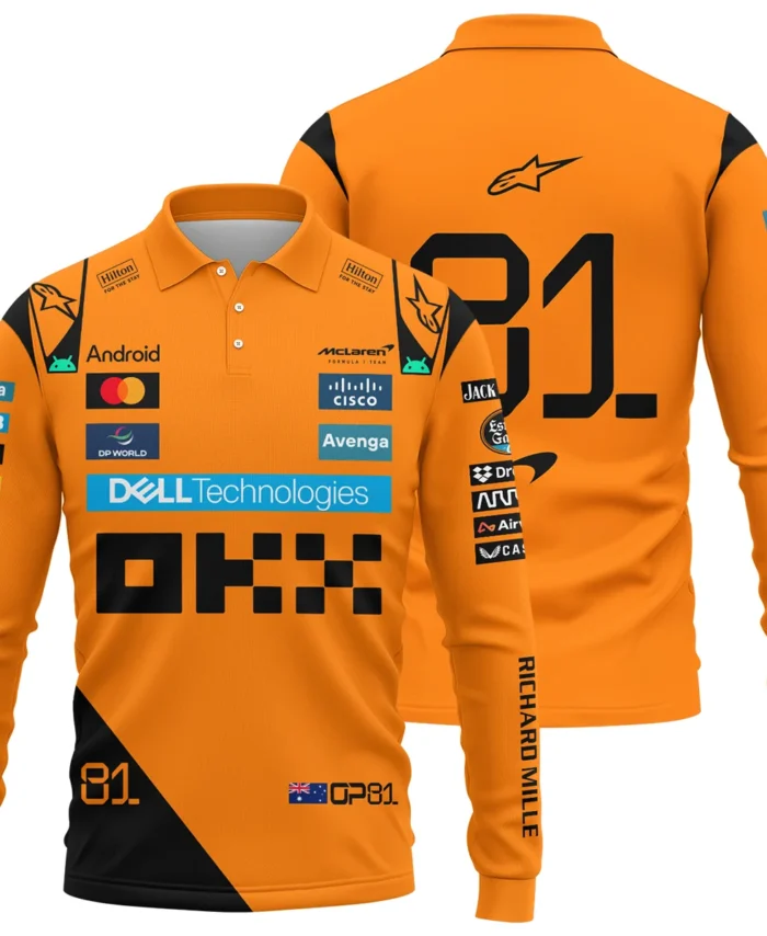 Oscar Piastri McLaren Formula One Exclusive Long Polo Shirt BLF1180525A3LPL