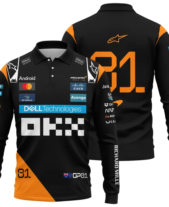 Oscar Piastri McLaren Formula One Exclusive Long Polo Shirt BLF1180525A4LPL