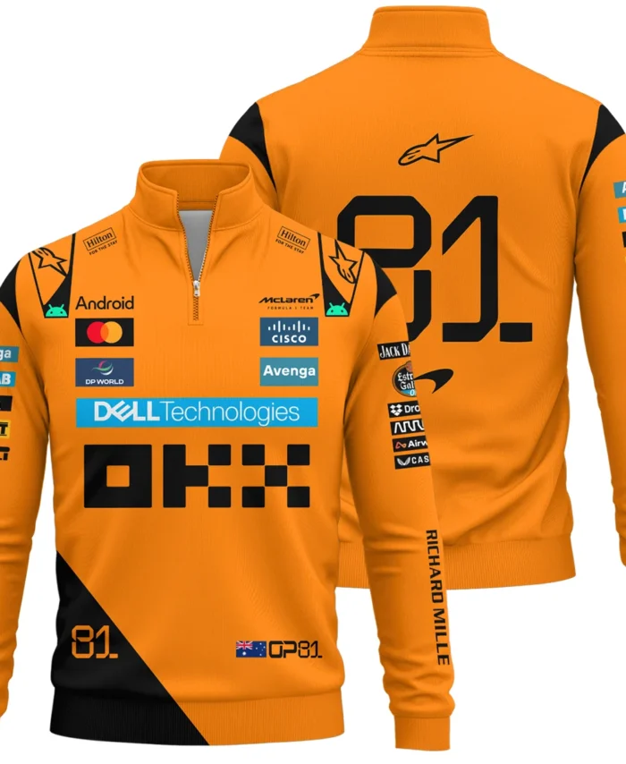 Oscar Piastri McLaren Formula One Exclusive Quarter-Zip Sweatshirt BLF1180525A3QZS
