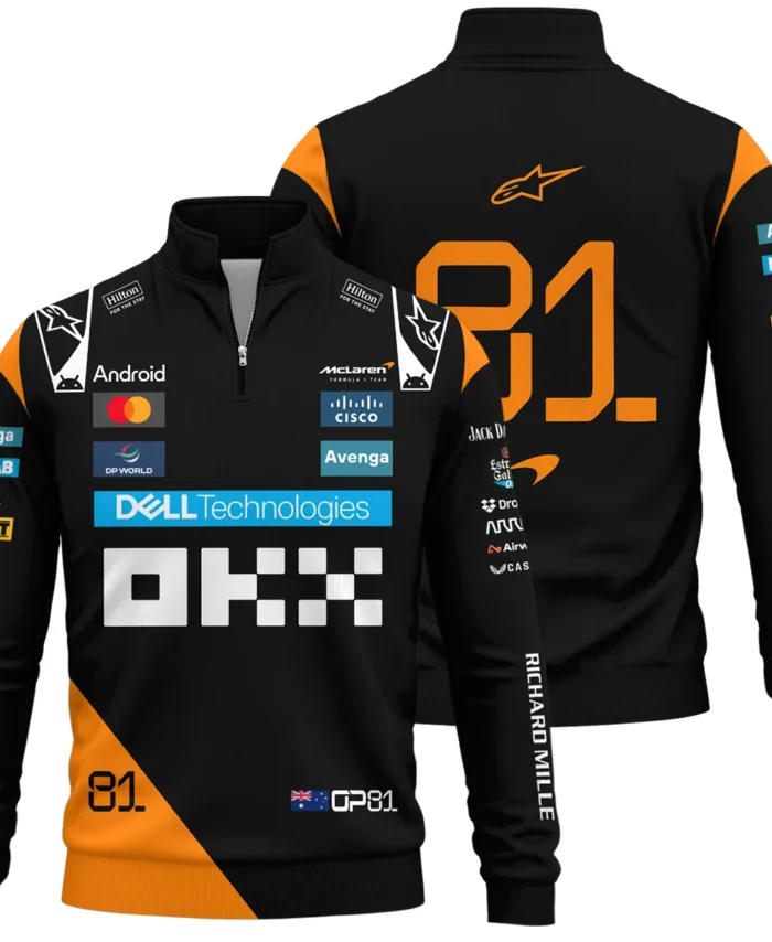 Oscar Piastri McLaren Formula One Exclusive Quarter-Zip Sweatshirt BLF1180525A4QZS