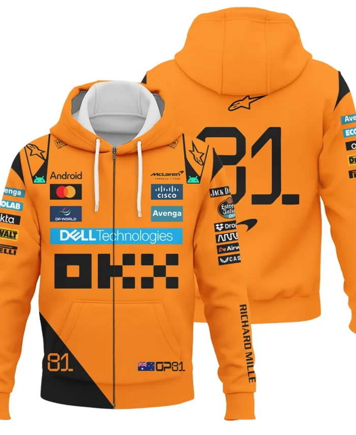 Oscar Piastri McLaren Formula One Exclusive Zipper Hoodie BLF1180525A3ZHD