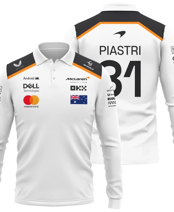 Oscar Piastri OP81 McLaren F1 Exclusive Long Polo Shirt BLF19625A3LPL