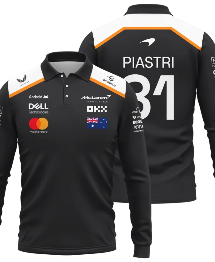 Oscar Piastri OP81 McLaren F1 Exclusive Long Polo Shirt BLF19625A4LPL