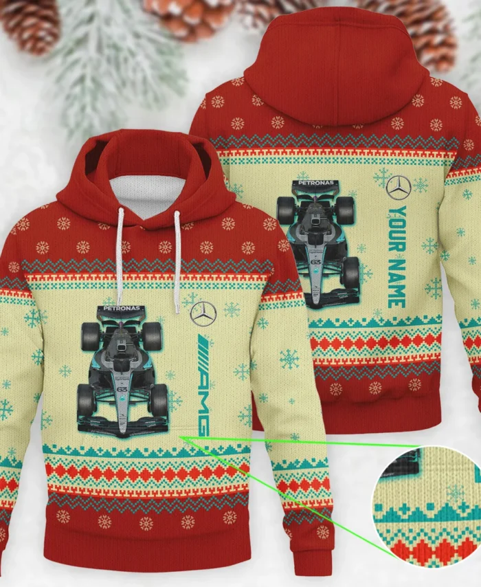 Personalised 2025 Car Mercedes Formula 1 - Knitted Hoodie BLVAF12209250A24MER