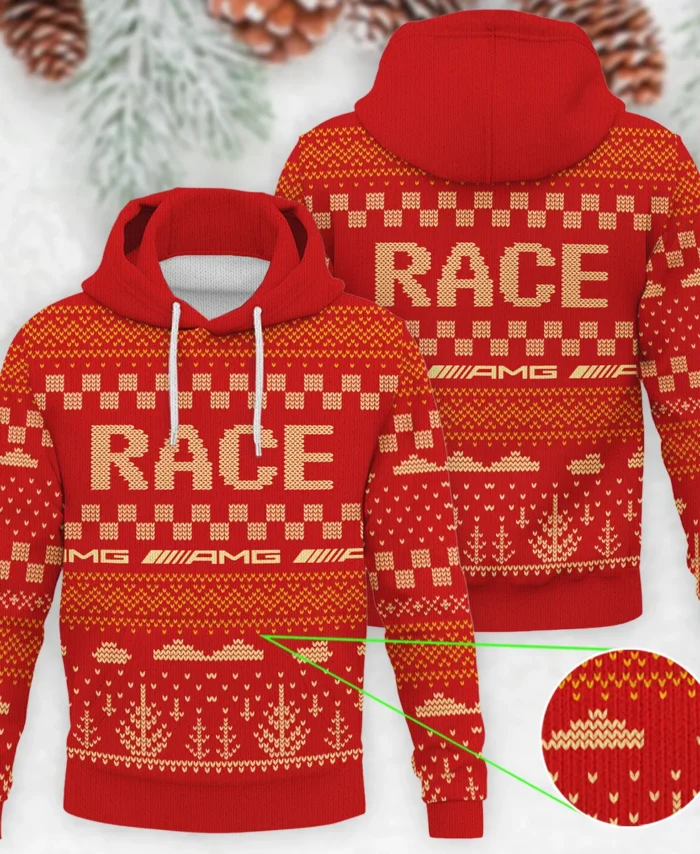 Race Xmas Pattern Mercedes Formula 1 - Knitted Hoodie BLVAF12209250A30MER