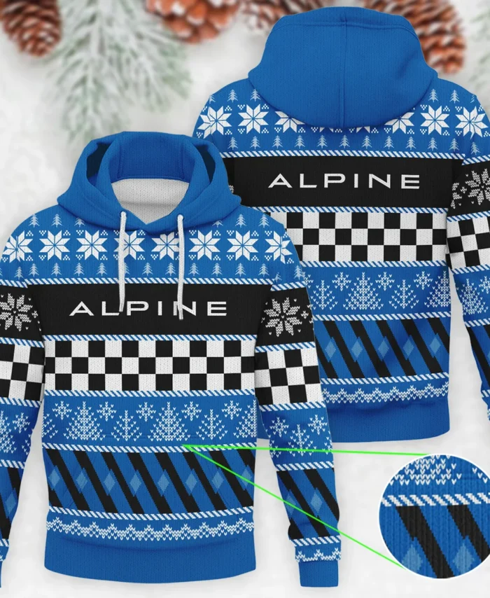 Racing Xmas Pattern Alpine Formula 1 - Knitted Hoodie BLVAF12209250A28ALP