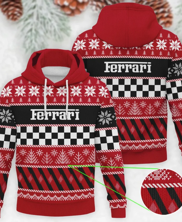 Racing Xmas Pattern Ferrari Formula 1 - Knitted Hoodie BLVAF12209250A28FRR
