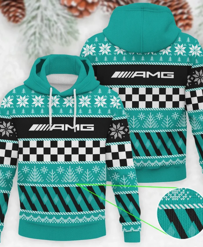 Racing Xmas Pattern Mercedes Formula 1 - Knitted Hoodie BLVAF12209250A28MER