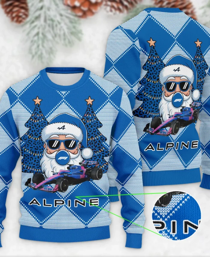 Santa Pinetree Car Alpine Formula 1 - Ugly Sweater BLVAF1220925A25ALP