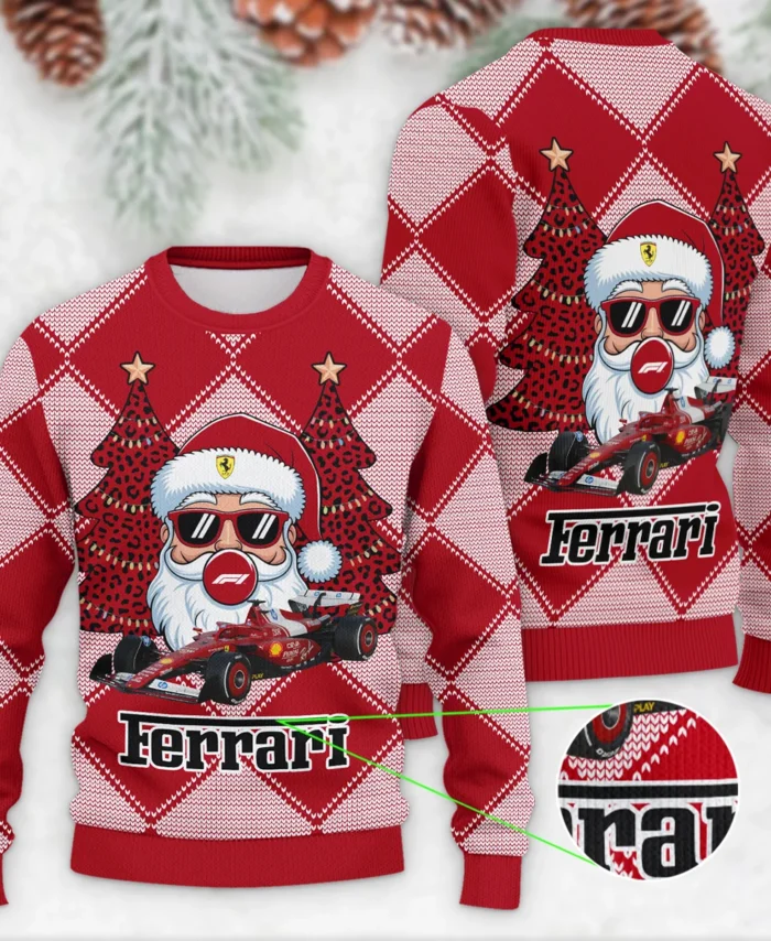 Santa Pinetree Car Ferrari Formula 1 - Ugly Sweater BLVAF1220925A25FRR