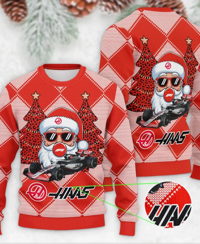 Santa Pinetree Car Haas Formula 1 - Ugly Sweater BLVAF1220925A25HAAS