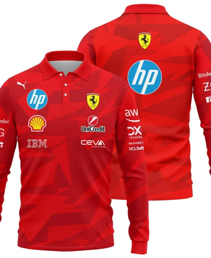 Scuderia Ferrari 2025 F1 20 Years of Red Racing Suit Long Polo Shirt BLVAFRR281125A3LPL