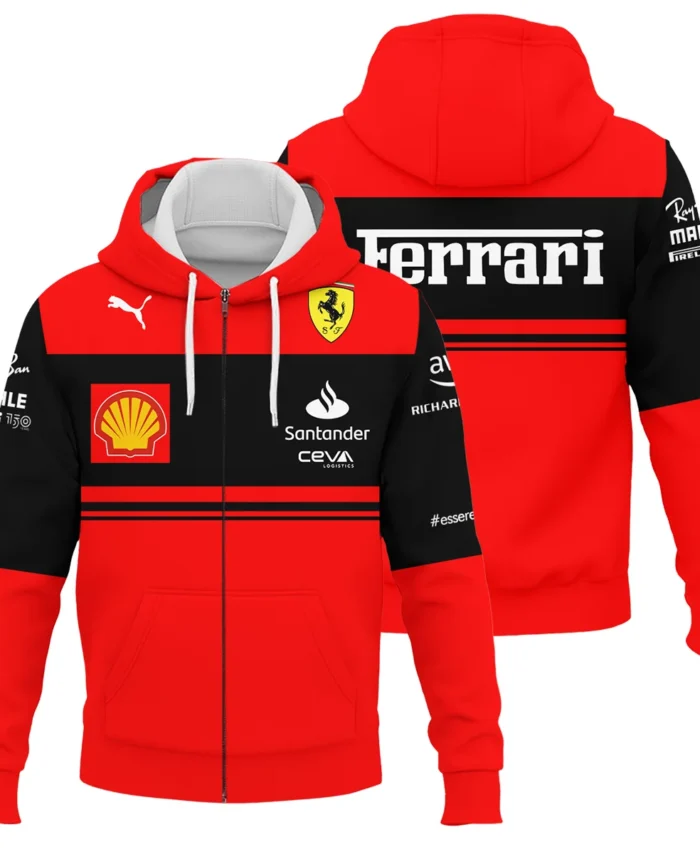 Scuderia Ferrari Racing F1 Exclusive Logo Zipper Hoodie BLF1R19325A1ZHD