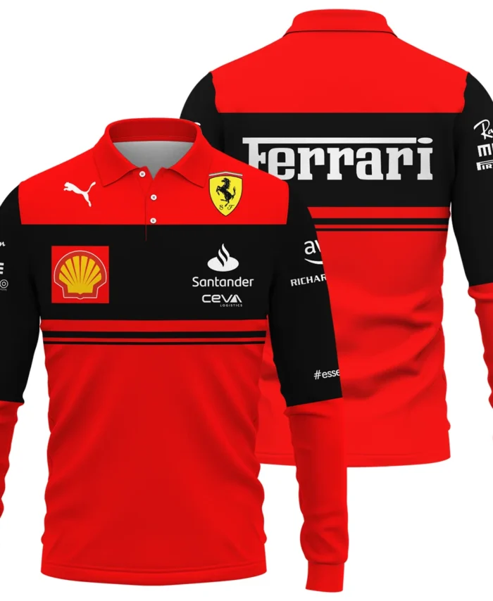 Scuderia Ferrari Racing F1 Long Polo Shirt All Over Prints BLF1R19325A1LPL