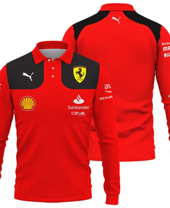 Scuderia Ferrari Racing F1 Long Polo Shirt All Over Prints BLF1R19325A2LPL