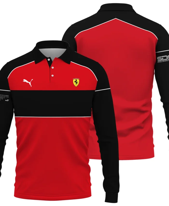 Scuderia Ferrari Racing F1 Long Polo Shirt All Over Prints BLF1R19325A4LPL