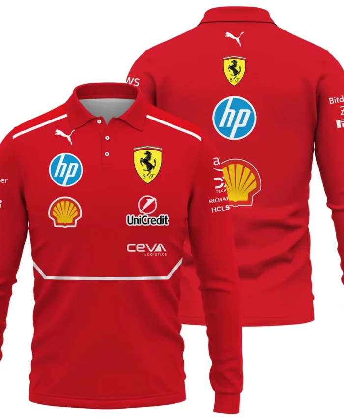 Scuderia Ferrari Racing F1 Long Polo Shirt All Over Prints BLF1R19325A5LPL