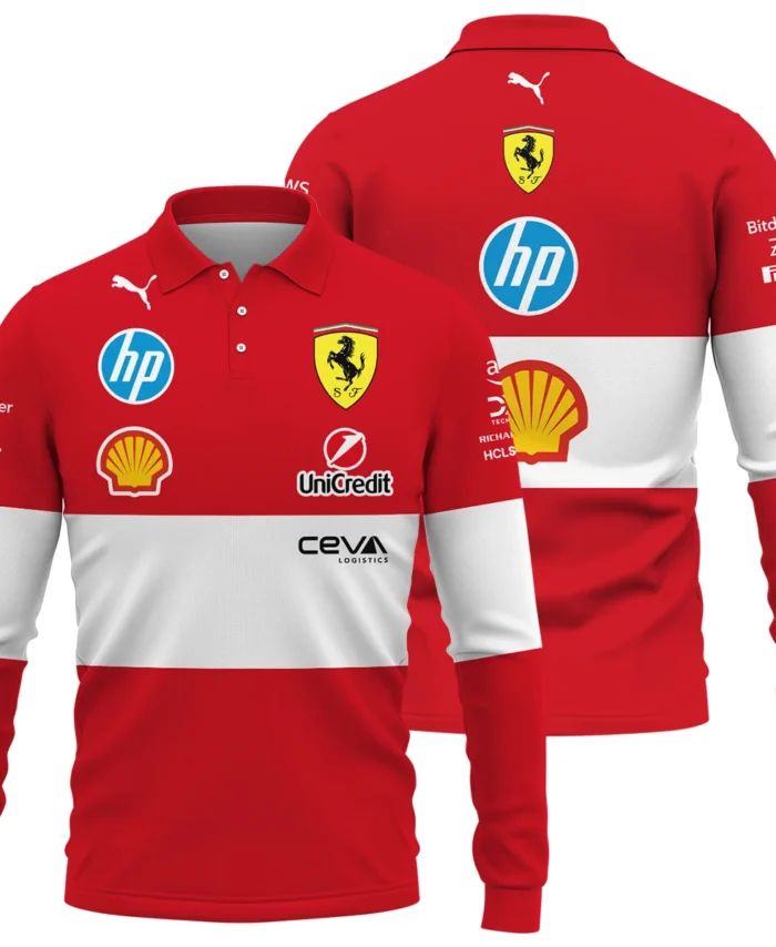 Scuderia Ferrari Racing F1 Long Polo Shirt All Over Prints BLF1R19325A6LPL