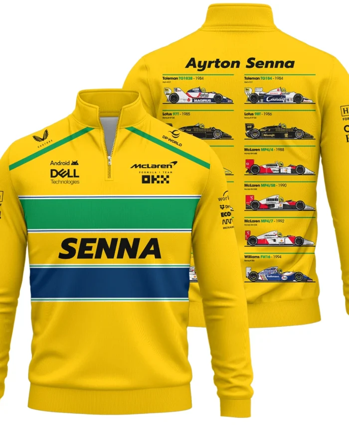 Senna x McLaren - Exclusive Quarter-Zip Sweatshirt Featuring His Iconic Liveries BLF13625A5QZS