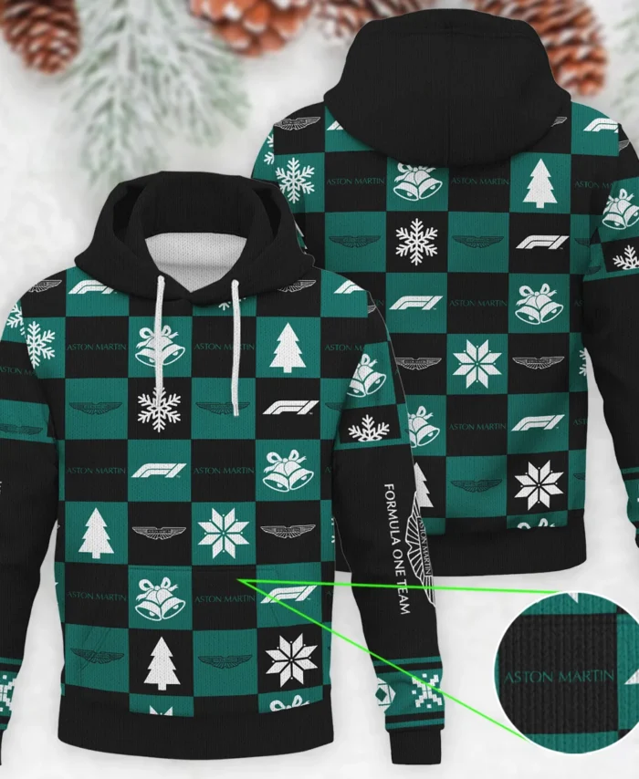 Square Pattern Aston Martin Formula 1 - Knitted Hoodie BLVAF12209250A33AM