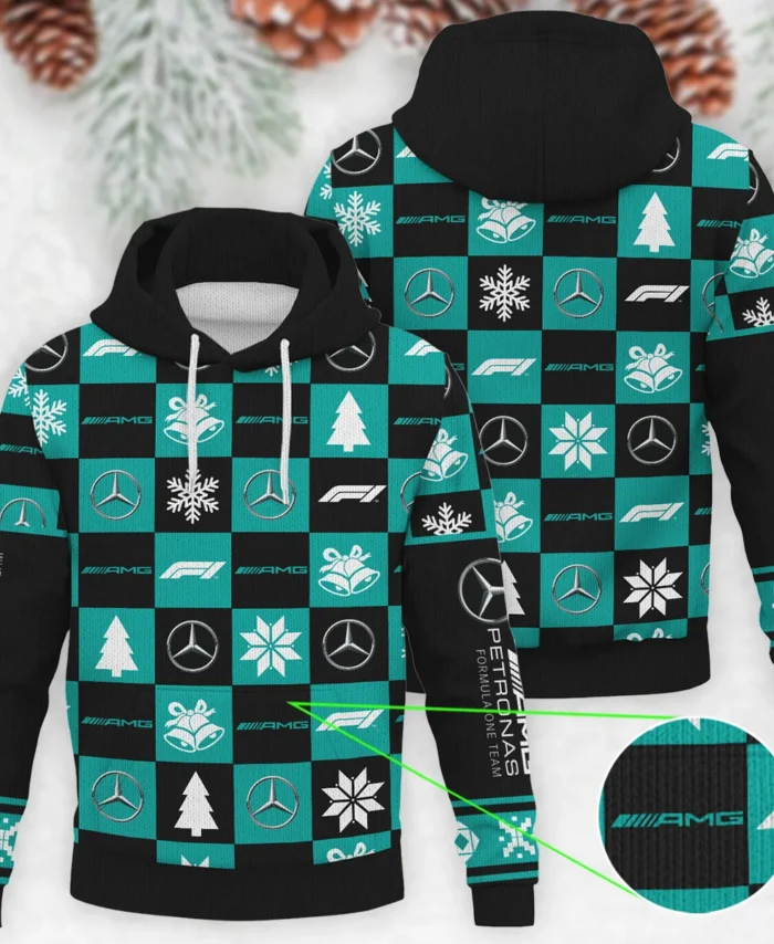 Square Pattern Mercedes Formula 1 - Knitted Hoodie BLVAF12209250A33MER