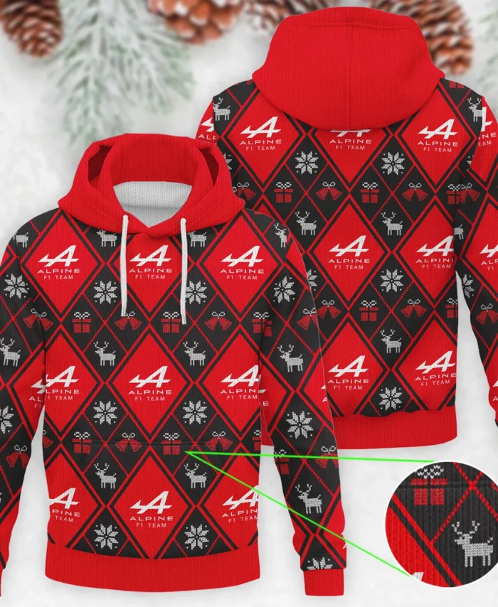 Square Xmas Pattern Alpine Formula 1 - Knitted Hoodie BLVAF12209250A31ALP