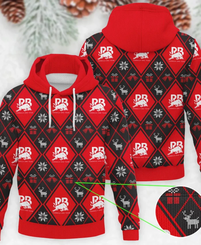 Square Xmas Pattern Racing Bulls Formula 1 - Knitted Hoodie BLVAF12209250A31RAC