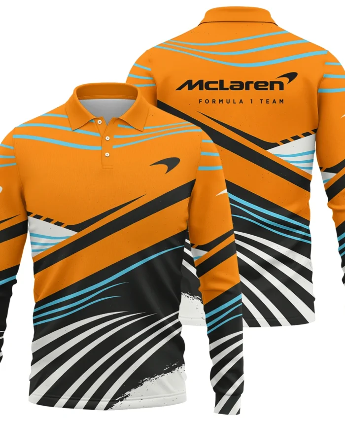 Waves Pattern McLaren F1 Exclusive Long Polo Shirt BLF131525A1LPL